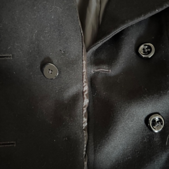 Anne Klein Black Peacoat Women’s Classic Double Breasted Coat Minimalist Chic - Picture 4 of 6